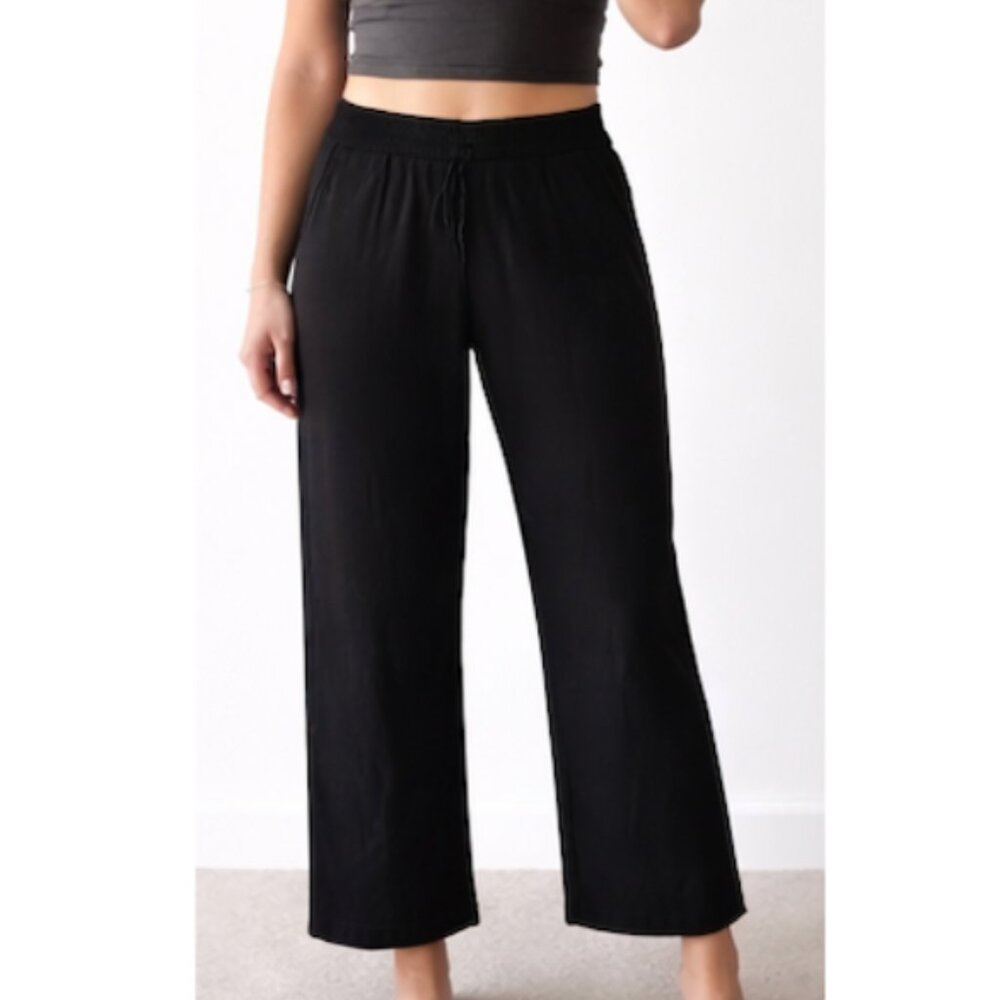 GAP Black Knit Wide-Leg Sweatpants